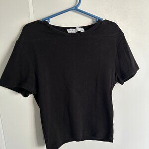 Bershka Black Cropped T-shirt Size Medium